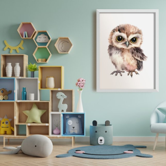 Cute baby Owl watercolor Poster (Creator Uploaded)