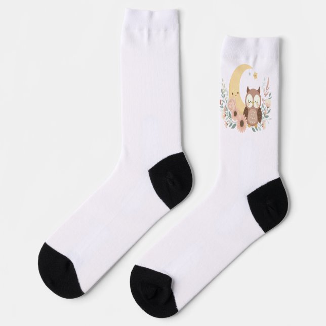 Cute baby owl with moon socks (Left)