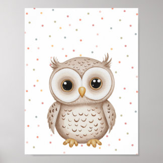 Cute Baby Owl Woodland Animal Nursery Posters