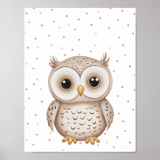 Cute Baby Owl Woodland Animal Nursery Posters  (Front)