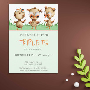 Cute Baby Owls Gender Neutral Baby Shower Invitation