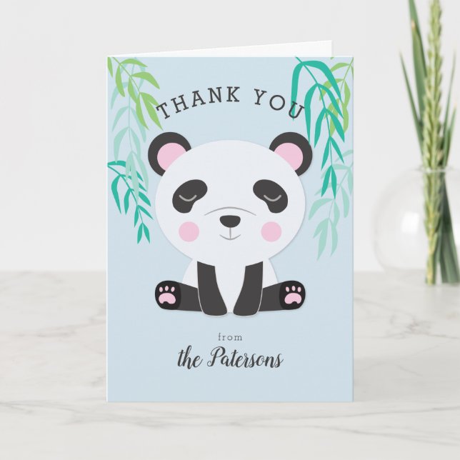 Cute Baby Panda Baby Shower Thank You Card (Front)