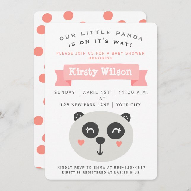 Cute Baby Panda Bear | Baby Shower Invitation (Front/Back)