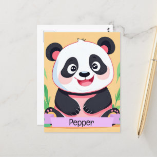 Cute Baby Panda Custom Name Postcard
