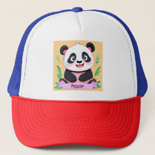 Cute Baby Panda Custom Name Trucker Hat