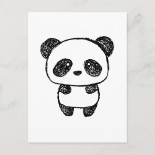 Cute Baby Panda Drawn in Charcoal #3 Postcard