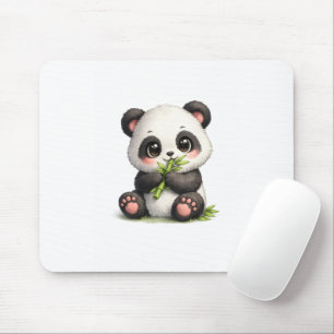 Cute Baby Panda Eating Bamboo Mouse Pad