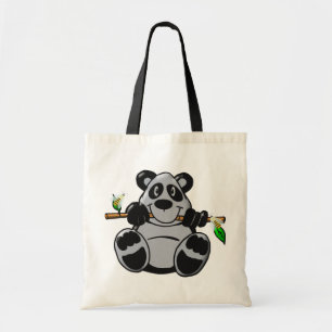 Cute Baby Panda Eating Bamboo Tote Bag
