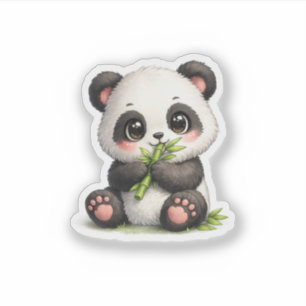 ​Cute Baby Panda Eating Bamboo Vinyl Sticker Decal