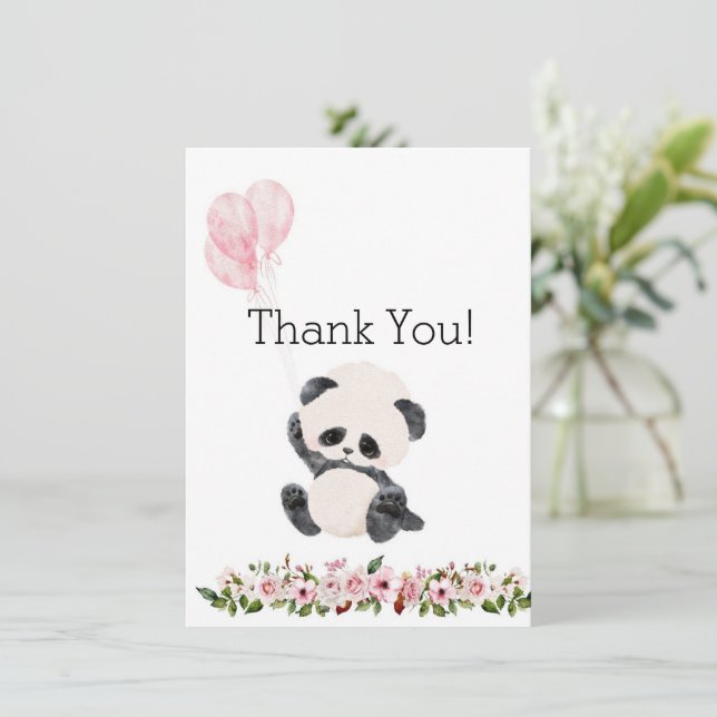 Cute Baby Panda Flat Thank You Card (Standing Front)