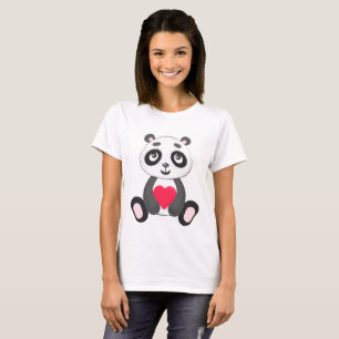 Cute Baby Panda Holding A Heart T-Shirt