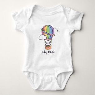 Cute Baby Panda In Hot Air Balloon Baby Bodysuit