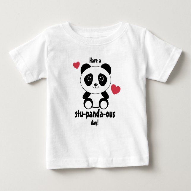 Cute Baby Panda In Winter Snow Grey Baby T-Shirt (Front)