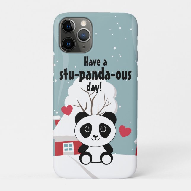 Cute Baby Panda In Winter Snow Grey Case-Mate iPhone Case (Back)