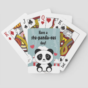 Cute Baby Panda In Winter Snow Grey Playing Cards