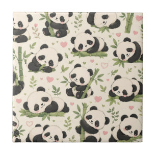 Cute Baby Panda Pattern Ceramic Tile