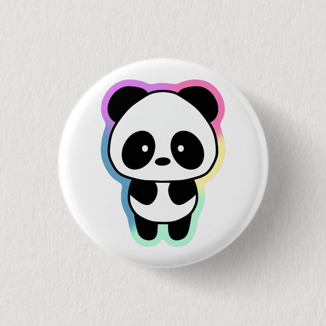 Cute Baby Panda - Rainbow Colours 3 Cm Round Badge (Front)