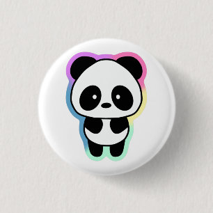 Cute Baby Panda - Rainbow Colours 3 Cm Round Badge