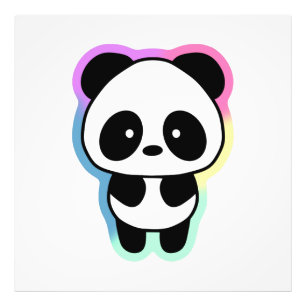 Cute Baby Panda - Rainbow Colours Photo Print