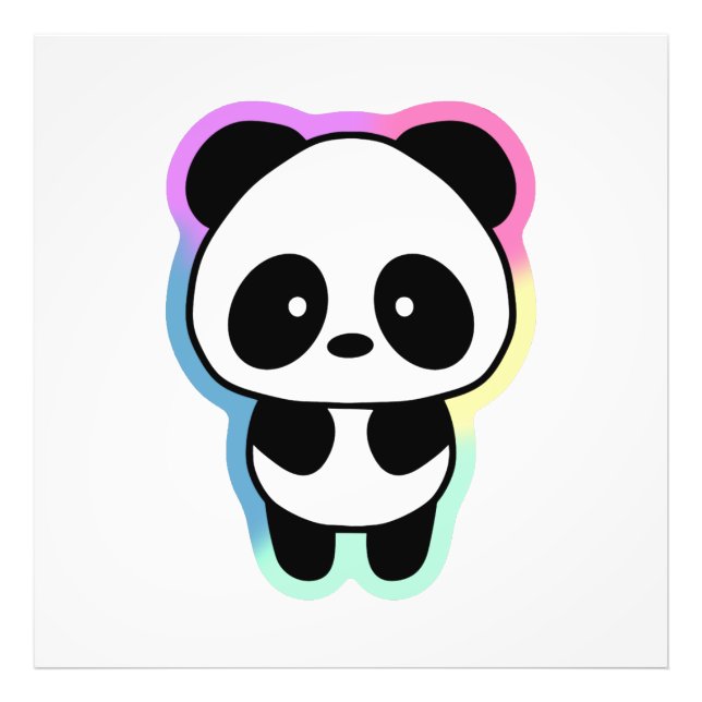 Cute Baby Panda - Rainbow Colours Photo Print (Front)