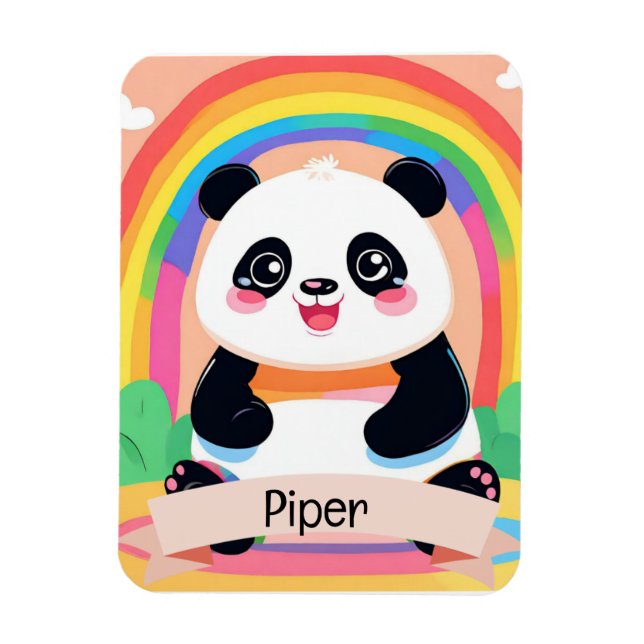 Cute Baby Panda Rainbow Magnet (Vertical)