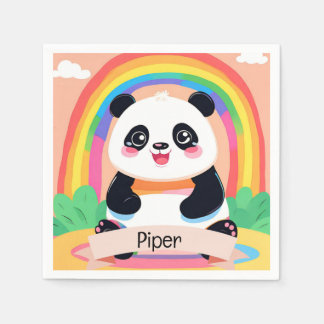 Cute Baby Panda Rainbow Napkin