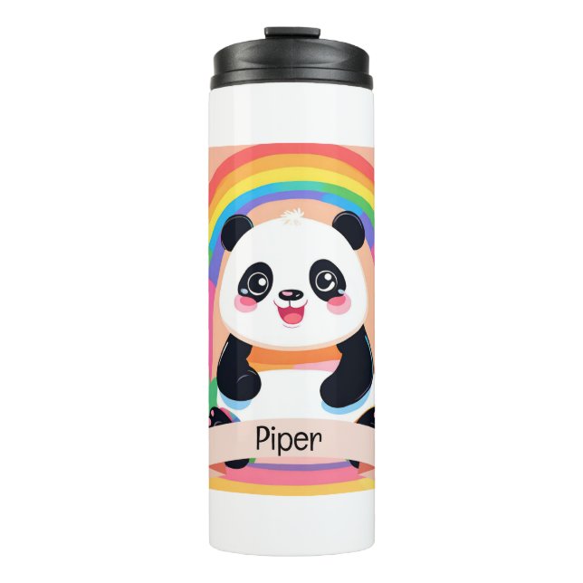 Cute Baby Panda Rainbow Thermal Tumbler (Front)