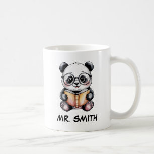 Cute Baby Panda Reading a Book Custom Coffee Mug