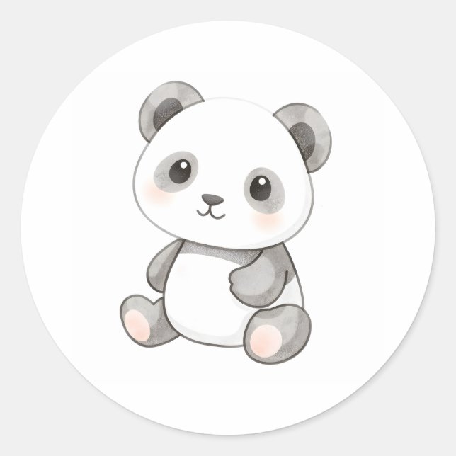 Cute Baby Panda Sticker Watercolor Illustration (Front)