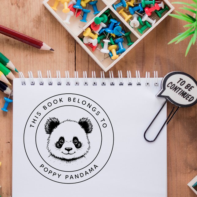 Cute Baby Panda This Book Belongs To Kid's Name Self-inking Stamp (Creator Uploaded)