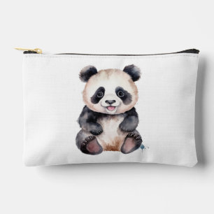 Cute baby panda watercolor accessory pouch