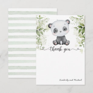 Cute Baby Panda Watercolor Birthday   Baby Shower Thank You Card