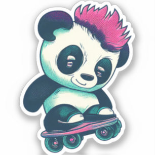 Cute Baby Panda with mohawk Skater Panda