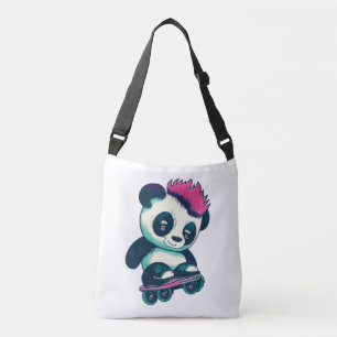 Cute Baby Panda with mohawk   Skater Panda Crossbody Bag