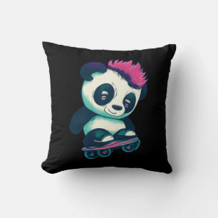 Cute Baby Panda with mohawk Skater Panda Cushion