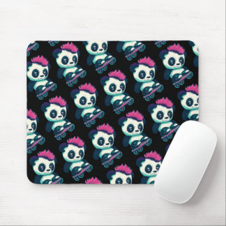 Cute Baby Panda with mohawk | Skater Panda Mouse Pad