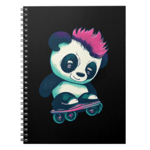 Cute Baby Panda with mohawk Skater Panda Notebook