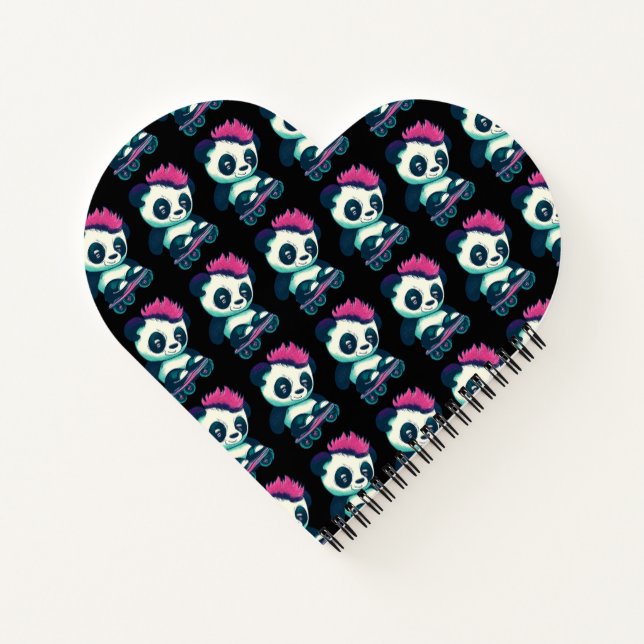 Cute Baby Panda with mohawk | Skater Panda Notebook (Back)