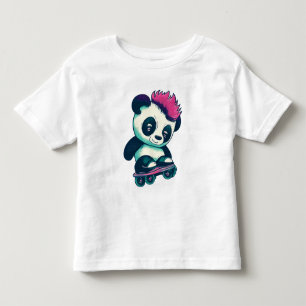 Cute Baby Panda with mohawk Skater Panda Toddler T-Shirt