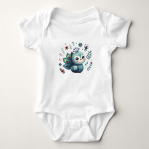 Cute Baby Peacock with Flowers Bodysuit