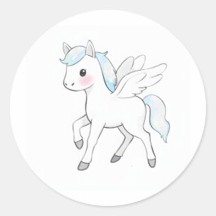 Cute Baby Pegasus Watercolor Print Sticker