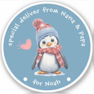 Cute Baby Penguin Blue Christmas for Kids Gift 