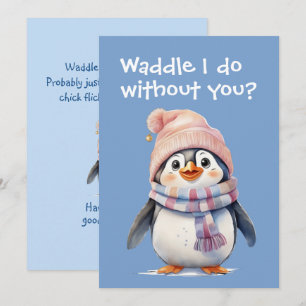 Cute Baby Penguin Fun Christmas Humour Holiday Fla Card