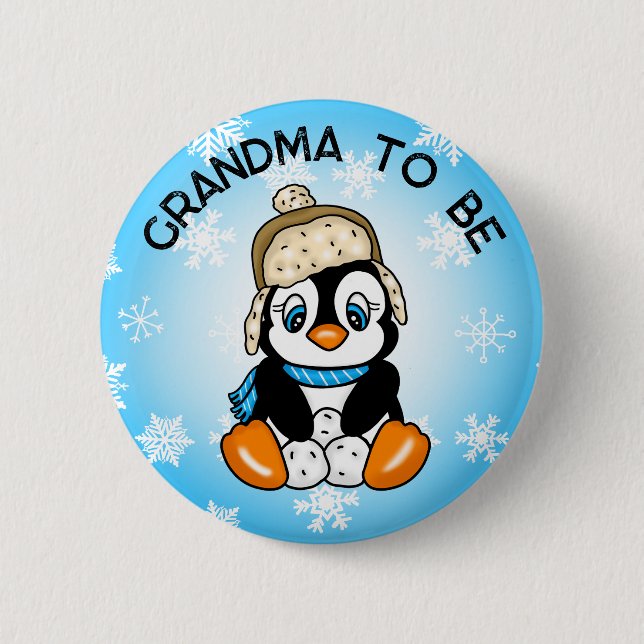 Cute Baby Penguin | Grandma To Be Baby Shower 6 Cm Round Badge (Front)