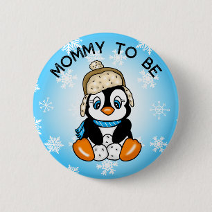 Cute Baby Penguin   Mummy To Be Baby Shower 6 Cm Round Badge