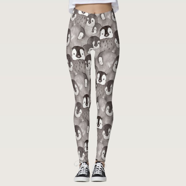 Cute Baby Penguin Pattern Leggings (Front)
