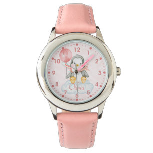 Cute Baby Penguin Pink Personalised Watch