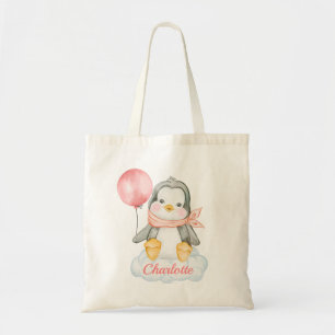Cute Baby Penguin Pink Tote Bag