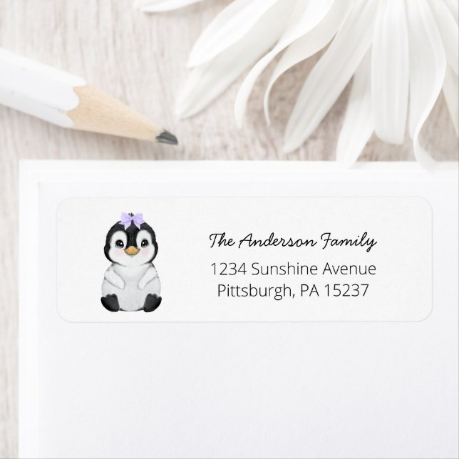 Cute Baby Penguin Return Address Label (Insitu)