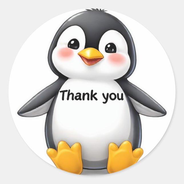 Cute Baby Penguin "Thank You" Sticker  (Front)